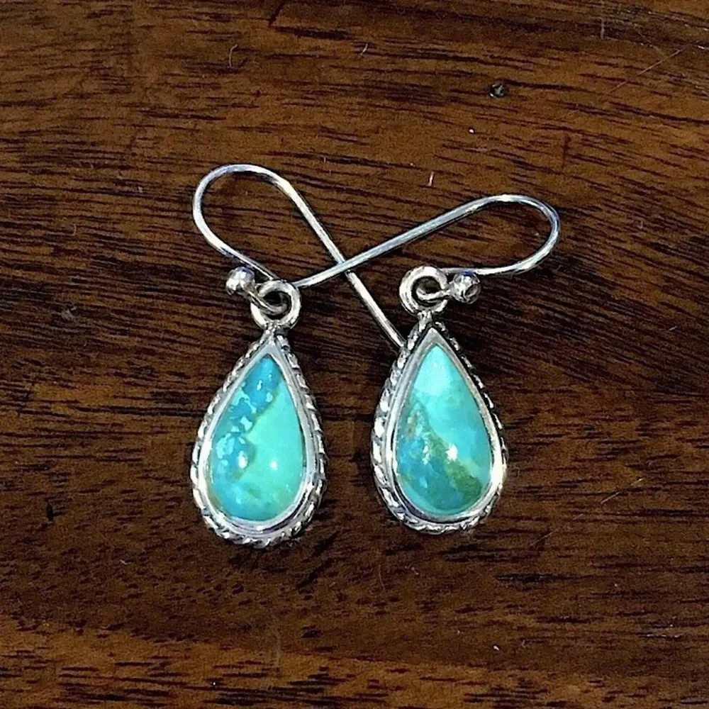 BARSE Turquoise Sterling Silver Drop Earrings with Rope Trim - Picture 2 of 6